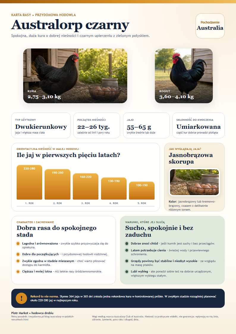 Karta rasy Australorp do wydrukowania